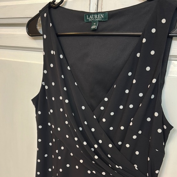 Ralph Lauren Black Polka Dot Midi Dress. Size 10. Stretchy. Classic - Picture 3 of 7